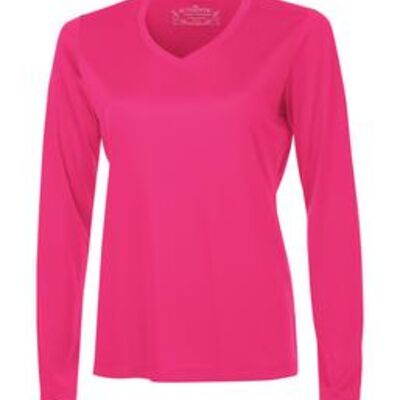 T-SHIRT À MANCHES LONGUES COL EN V PRO TEAM POUR FEMMES 100 % polyester Thumbnail