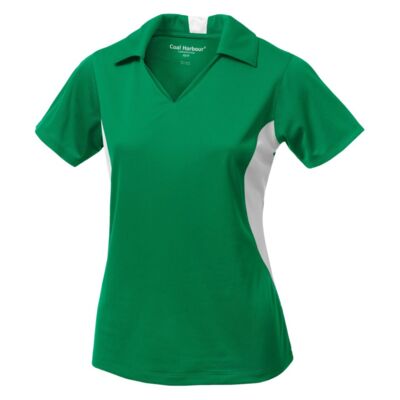 POLO SPORT BICOLORE RÉSISTANTE AUX ACCROCS POUR FEMMES 100 % polyester Thumbnail