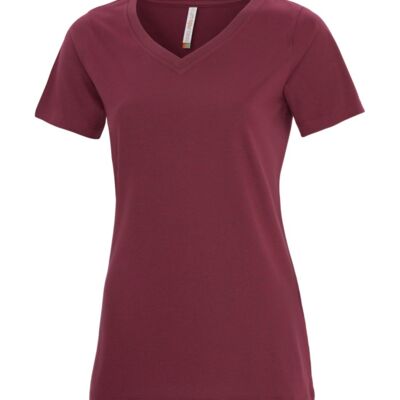 T-SHIRT FILÉ COL EN V EUROSPUN POUR FEMMES 100 % coton Thumbnail