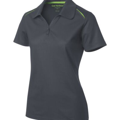 POLO SPORT RÉSISTANTE AUX ACCROCS AVEC INSERTIONS DE COULEURS CONTRASTANTES POUR FEMMES 100 % polyes Thumbnail